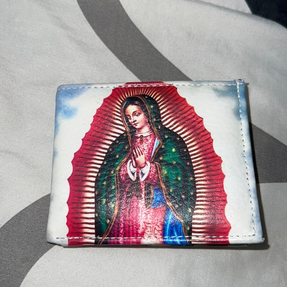 Mens Virgin Mary leather wallet